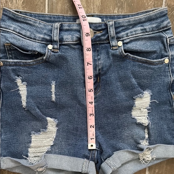 William Rast Blue Distressed Jean Shorts - Picture 7 of 9